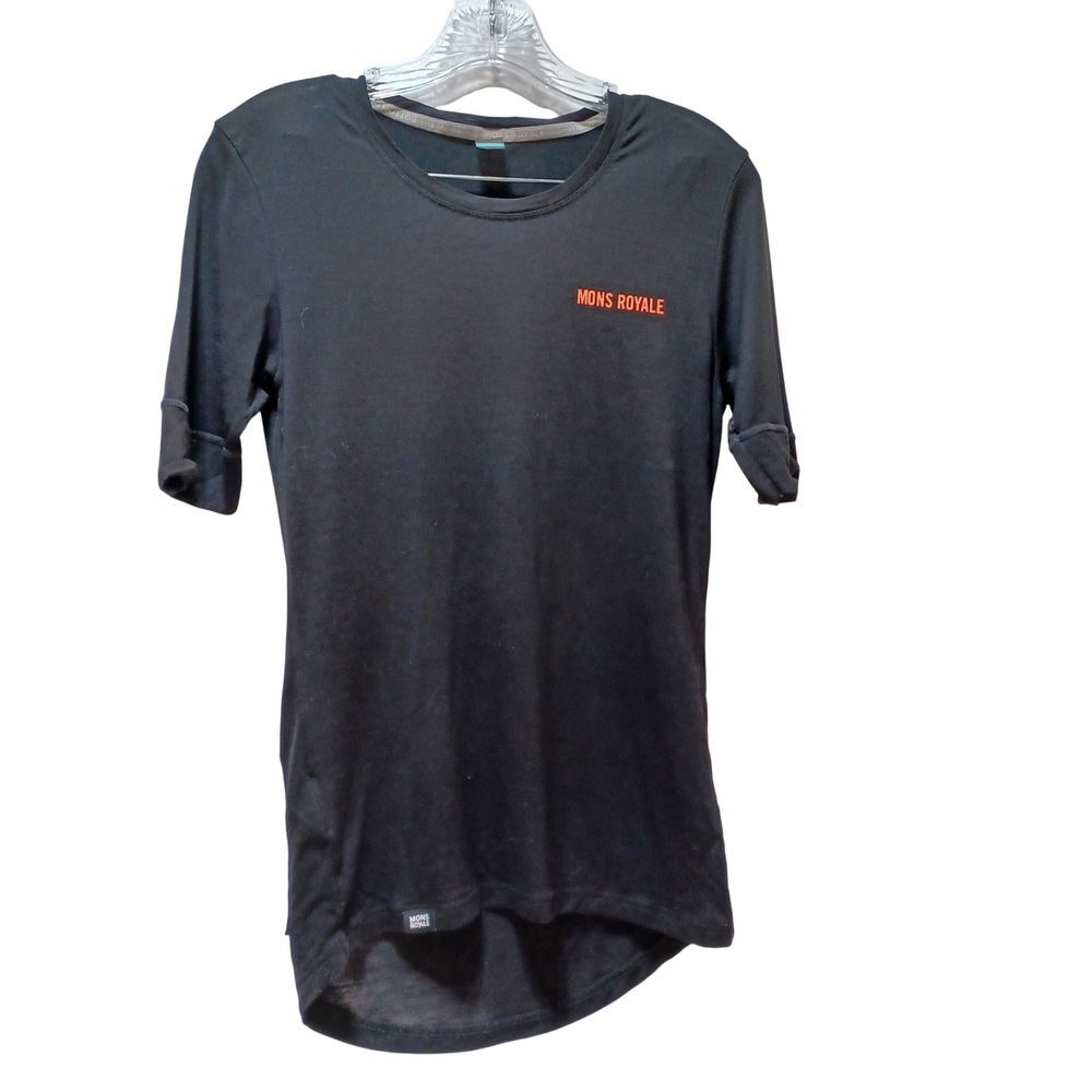 Mons Royale Womens S Black 100% Merino Wool T Shirt Outdoor Hiking Gorpcore